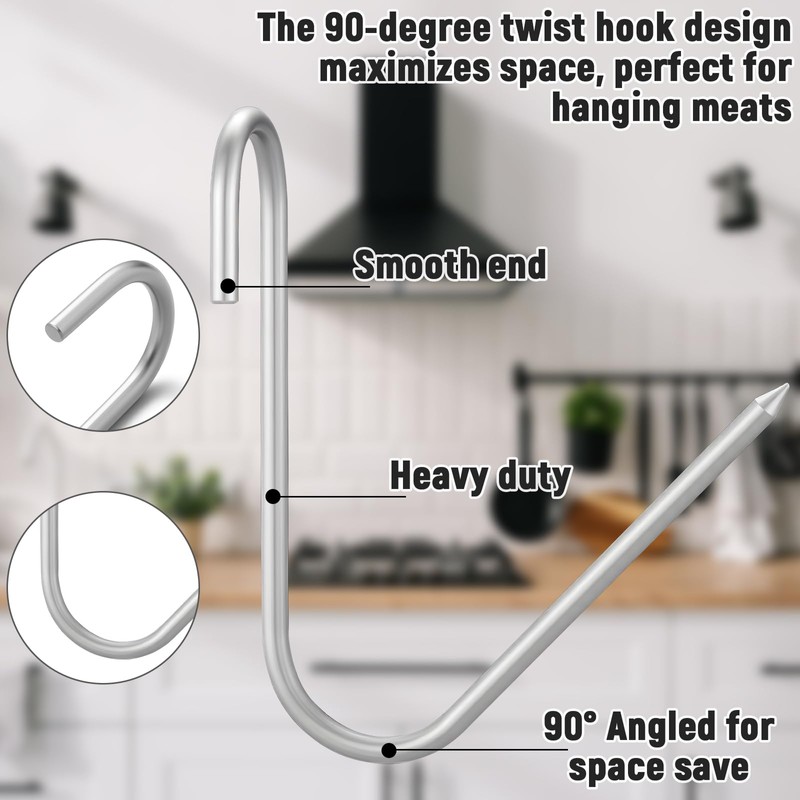 Teenyyou 6pcs Pit Barrel Cooker Meat Hooks, Stainless Steel Smoker