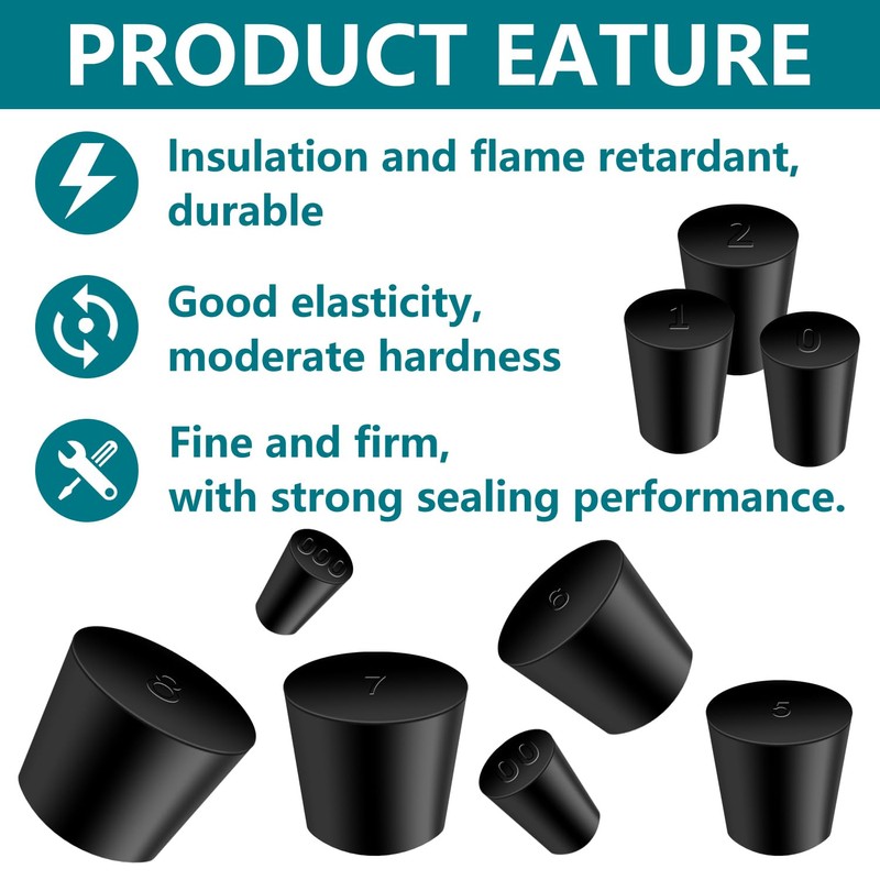 Rubber Stopper - 22 Pcs Solid Rubber Stoppers,11 Assorted Sizes