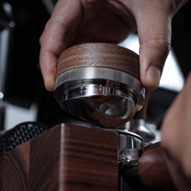 KNODOS 54mm Espresso Distribution Tool Walnut Coffee Distributor Adjustable Depth Stainless Steel Espresso Leveler Compatible with Breville Espresso Machines