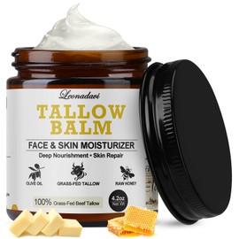 Leonadavi Whipped Beef Tallow for Skin – 4.2 oz Natural Moisturizer with Grass Fed Tallow, Honey & Olive Oil – Handmade Balm for Face & Body, Dry Sensitive Skin, Eczema, Rosacea – No Harsh Chemicals