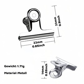 ZuiBestJia Pack of 60 Small Bulldog Paper Clips, 22 mm, Metal Clips, Paper Money Binder Clips for Pictures, Photos, Home and Office Supplies (Silver)