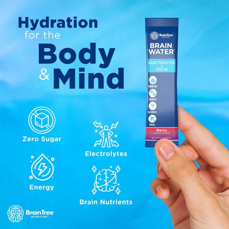 BrainTree Nutrition Brain Water Electrolytes for Energy and Focus -