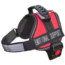 ALBCORP Emotional Support Dog Vest - Reflective Harness with Adjustable Straps and 2 Hook and Loop Removable Patches, Woven Polyester & Nylon, Comfy Mesh Padding, Sturdy Handle. XXS, Red