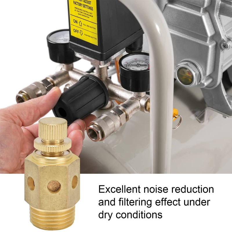 Pneumatic Silencer Brass Air Outlet Adjustable Throttle Silencer 1/2 Inch