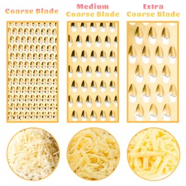 Professional Cheese Grater, Gold Stainless Steel Cheese Grater Handheld, Grater Hand Crank, Practical Kitchen Gadgets, Graters for Cheese, Chocolate, Spices (3 Size)