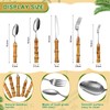Eboot Bamboo Silverware Set 18/8 Stainless Steel Tableware Set Natural