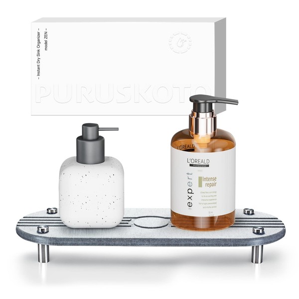 PURUSKOTO Large Fast Drying Sink Tray,Natural Diatomite Material,Instant Dry Sink