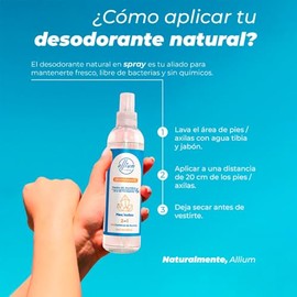 Allium Desodorante Natural Con Piedra De Alumbre 250 Ml Pies Y Axilas, Libre de Aluminio Y Parabenos, Antibacteriano, Frescura Y Proteccin Continua 3 