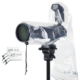 JJC 2 Pieces Camera Rain Cover Protector for Canon Nikon Sony Cameras with Lens & Flash up to 35x17.5cm / 14''x7'' (L*W), Transparent Camera Rain Coat Rain Sleeve
