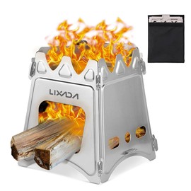 Lixada Camping Wood Stove Folding Lightweight Stainless Steel Wood Burning Stoves Portable Backpacking Stove for Outdoor Camping Hiking Backpacking Picnic Hunting BBQ