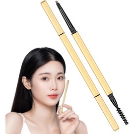 Lapiz de Cejas, Delineador de Cejas Cosmético, Lápiz para Cejas de Maquillaje de Doble Cabeza Duradero sin Manchas para Cejas Definidas con Precisión (Color Café Claro)