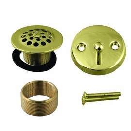 Westbrass D92K-01 1-3/8" Fine Thread Grid Strainer Drain Cover with Trip Lever Faceplate and Conversion Adaptor Bushing, 1-Pack, Polished Brass