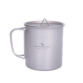 Boundless Voyage Outdoor 750 ml 800 ml 1100 ml 1300 ml Titanium Pot with Lid Folding Bail Handle Camping Hiking Picnic Ultralight Portable Water Bottle Cup Cup Spork Set (600 ml)