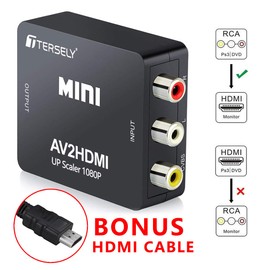 RCA to HDMI Converter, AV to HDMI Converter, RCA Composite (Red, White, Yellow) Tri-Color HDMI Converter Adapter, 1080P/720P Switch, RCA to HDMI Converter, AV to HDMI Converter, PAL/NTSC Support