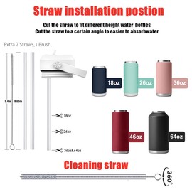 Zizga Straw Lid Compatible for Yeti Rambler Water Bottle 18 26 36 46 12 64 oz,Replacement Cap with Flexible Handle,Straws and Brush Include (White)