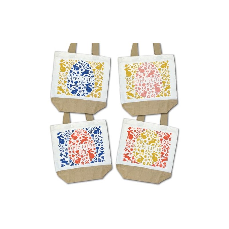 Happy Easter Eggs | Reusable Jute Tote Bag