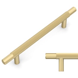 Amerdeco 10 Pack Brushed Gold Knurled Cabinet Pulls 5 Inch Hole Centers Kitchen Cabinet Handles Hardware Kitchen Handles for Cabinets Handles IH0006…