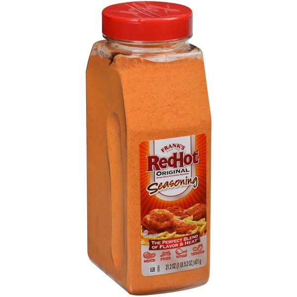 Frank's RedHot Original Seasoning, 21.2 oz - One 21.2 Ounce Container of Hot Sauce Seasoning Blend of Savory Garlic and Spicy Cayenne Pepper, Perfect for Dry-Rubs