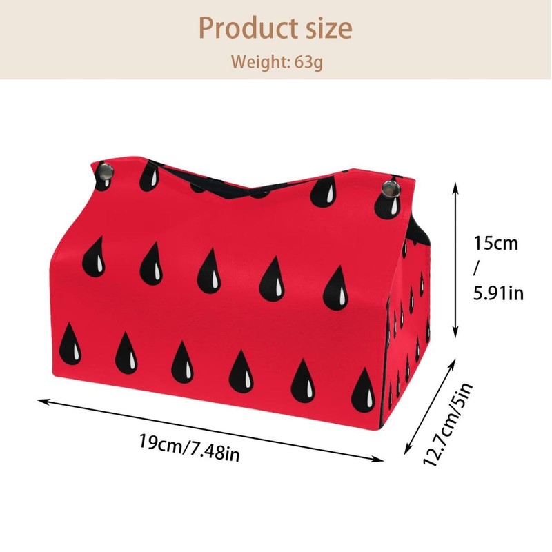2 Pack Tissue Box Cover Holder, Red Strawberries Print Rectangle