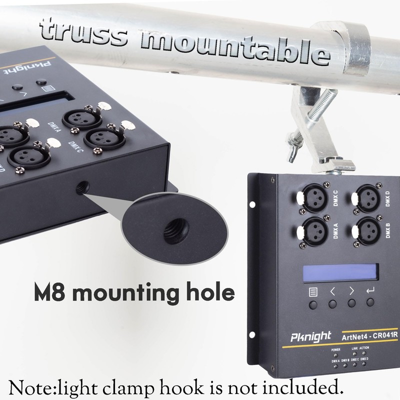 Pknight Bi-direction ArtNet DMX 2048 Ethernet Lighting Controller Interface，4 Universe/Truss