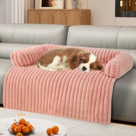 Luxurious Dog Couch Bed, Washable Calming Dog Couch Cover, Removable Couch Protector for Dogs, Waterproof Sofa Bed, Pet Bed Mats for Couch, Pet Couch Covers for Sofa(Pink, L)