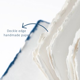 The Original Cottonaire Notebook – 4x6 Blank Journal, Handmade Cotton Rag Paper, Deckle-Edge, Indigo & Bone Color, 48 Pages for Writing, Sketching & Painting