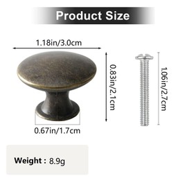 Beilala Antique Cupboard Door Knobs Bronze, 12 Pack Round Metal Wardrobe Handles Kitchen Cabinet Pulls with Screws for Chest of Drawers Furniture Dresser Door, 30x21mm