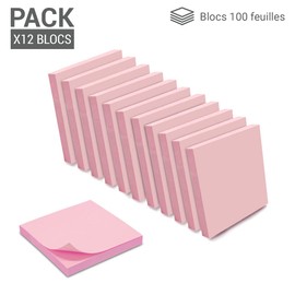 WAYTEX 1200 Reusable Sticky Notes Pastel Pink 12 Pads of 100 Sheets 75x75mm Square
