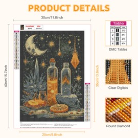 RICUVED Crystal Diamond Art Kits,5D Fantasy Diamond Painting Kits for Adults,Full Drill Diamond Painting Kits for Beginners Crystal Picture Art for Home Decor 11.8x15.7 Inch