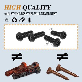 Black License Plate Screws, Car License Plate Bolts, Stainless Steel Plate Mounting Hardware, M6 (1/4") Tamper Proof Screws, Fastener Nut, Caps Cover for Front Rear Frame Holder Mounting