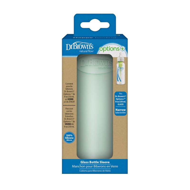 Dr. Brown's Options+ Narrow Glass Bottle Sleeve, 100% Silicone, Mint,