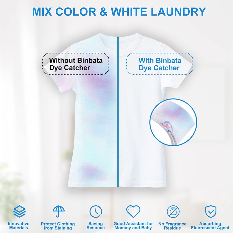 Binbata Color Grasper for Laundry 240 Count, Fragrance Free Dye