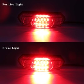 MFC PRO Universal Clear Integrated Motorcycle 25 LED Tail Light with Turn Signal Position Brake-Stop Alert Function for Dirt Bike Buggy Chooper Cruiser ATV(Clear/Stop Alert)