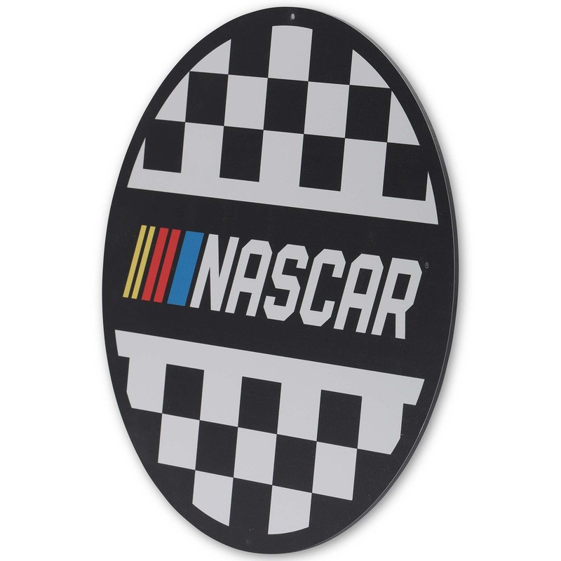 NASCAR Checkered Round Metal Sign - Fun NASCAR Wall Decor