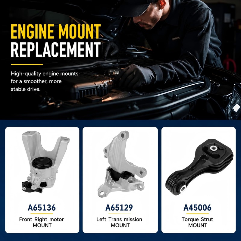 3Pcs Engine Motor Mount & Trans Mount Compatible with Civic