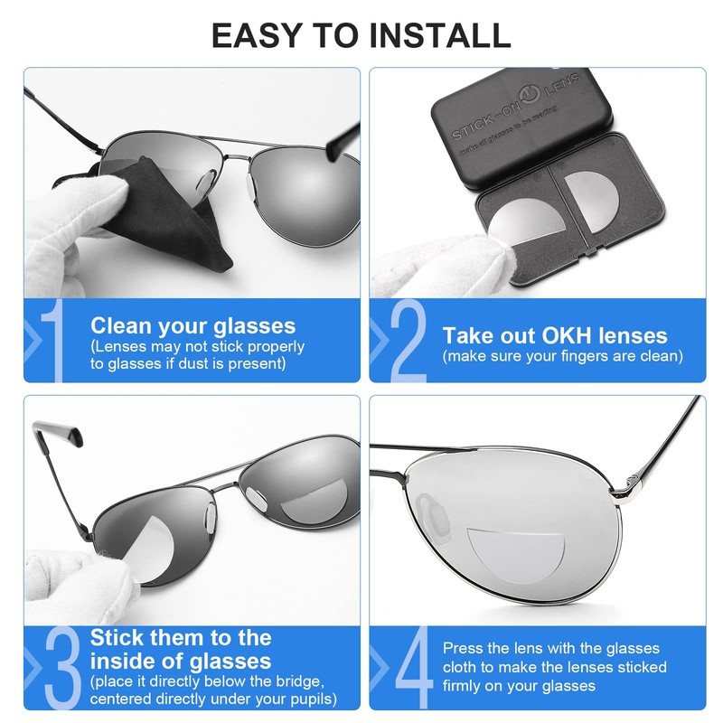 OKH Stick-on Bifocal Lenses Reader, Reusable Adhesive Magnifying Reading Lenses