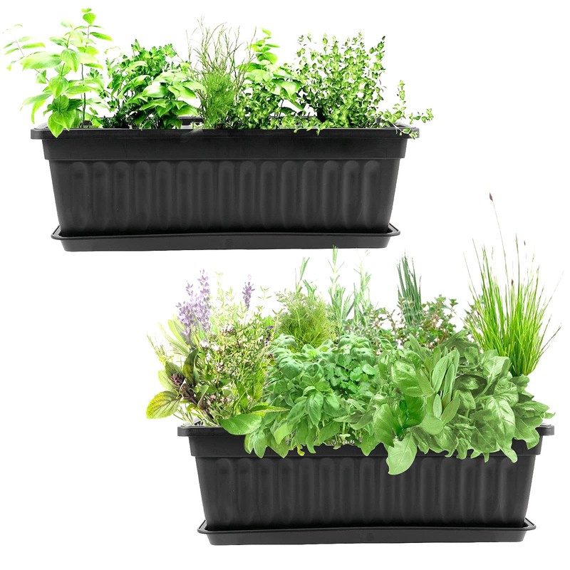 JOIKIT 17 Inches Black Plastic Planter Box, 6 Packs, Good