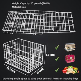 Scooter Folding Rear Basket for Electric Wheelchair - Elderly Shopping Storage Accessories, with Hitch Receiver, 15.7" x 10" x 8.6"