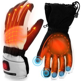 AKASO Heated Gloves for Men Women, Electric Heated Ski Gloves with 3 Heating Modes, Thermal Insulation Winter with Rechargeable Battery-Overheating Protection- Best Gift, Black&White(S)