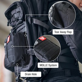 The Brazos First Aid Survival Kit, 250 Pieces, Hiking & Camping Essentials, Survival Gear and First Aid Combo for Emergency Preparedness, Lightweight, Portable, Tactical Clips & Closures, Black