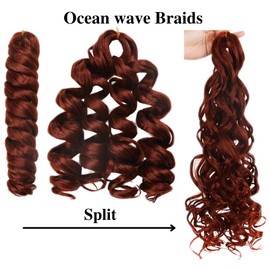 Ginger Braiding Hair Pre stretched Curly Ocean Wave Crochet Braids Ez Braid Prestretched Hypoallergenic Braiding Hair Synthetic Knotless Itch Free