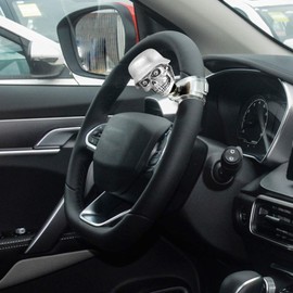 Arenbel Driving Suicide Knob Spinner Skull Soldier Style Car Steering Wheel Turning Assist Grip Handle Booster Fit Most Vehicles Trucks Boats, Silver