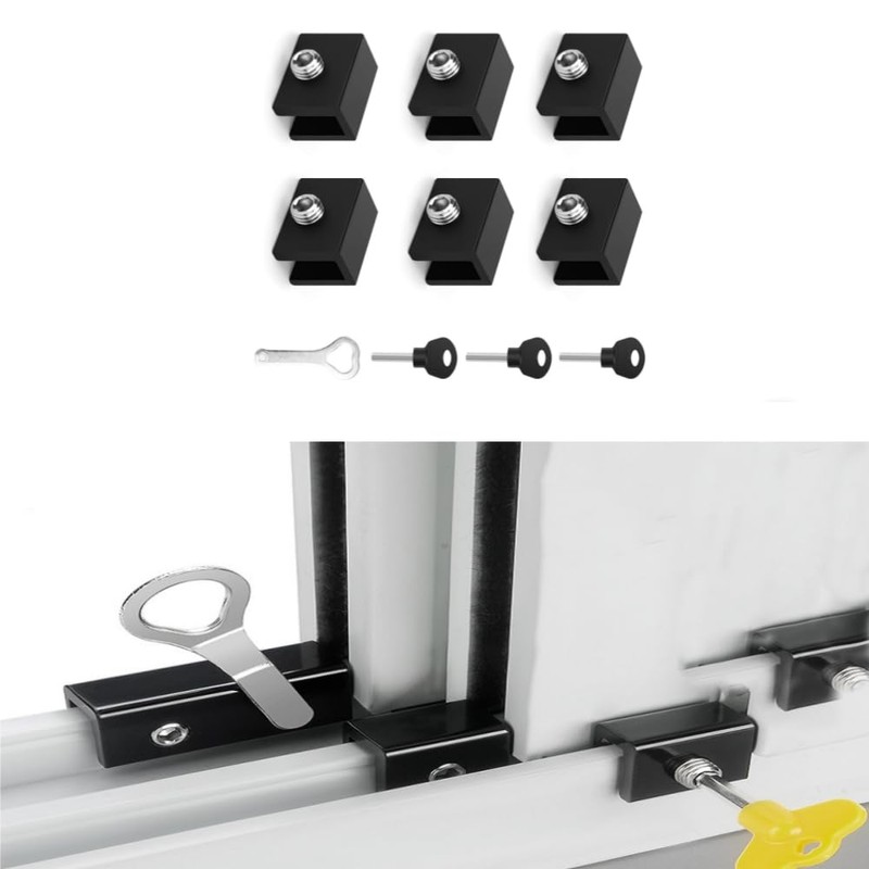Changyeah Pack of 6 Adjustable Window Locks, Black Sliding Window