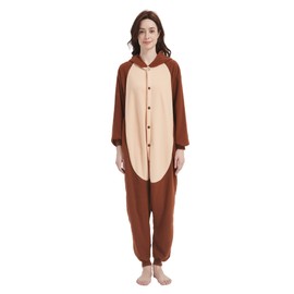 Lavy ning Animal Adult Onesie Unisex One-Piece Cosplay Costume Pajamas For Men Coffee Monkey X-Large