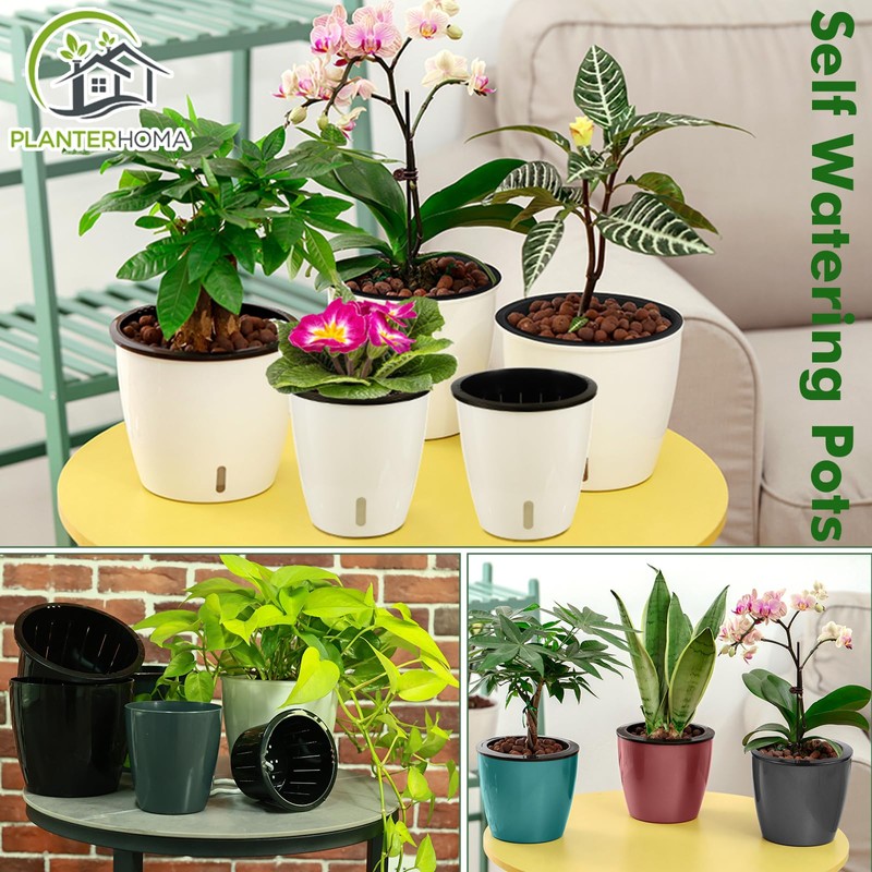 Planterhoma 5/6.7 Inch Self Watering Pots for Indoor Plants, 8