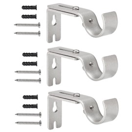 Creatyi Adjustable Curtain Rod Brackets - Heavy Duty, Supports 1 Inch Rod (3 PCS, Silver)