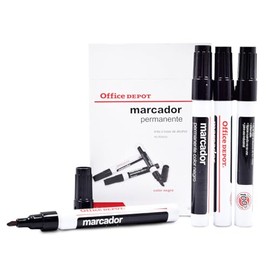 Office Depot Marcador Permanente | Punta Cincel | 12 piezas | Color Negro