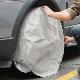 TOTMOX 4 Pack RV Truck Trailer Tyre Covers 28 Inch White Universal Spare Wheel Covers for Motorhomes Dustproof Waterproof Sun Protection Covers Storage Bags