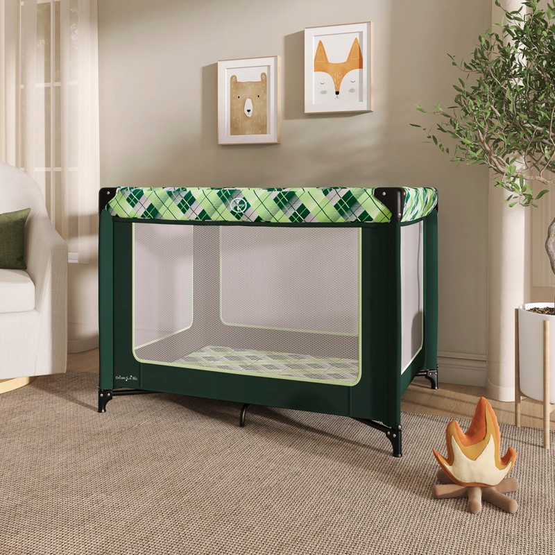 Dream On Me Zoom Portable Playard in Green, Lightweight, Packable
