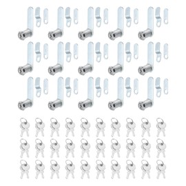 PATIKIL 1-3/8" Cerraduras de Gabinete con Llaves Juego de 15 Cerraduras de Leva de Aleación de Zinc para Gabinete Cajón de RV Puerta de Almacenamiento Plateado